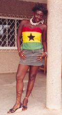 Akua showing patriotism in her corset by Keba Clothing