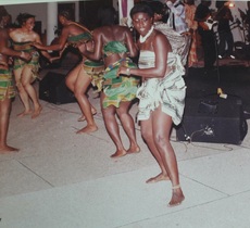 Akua dancing with LaToya Aduke and Orlando Julius's cultural troop